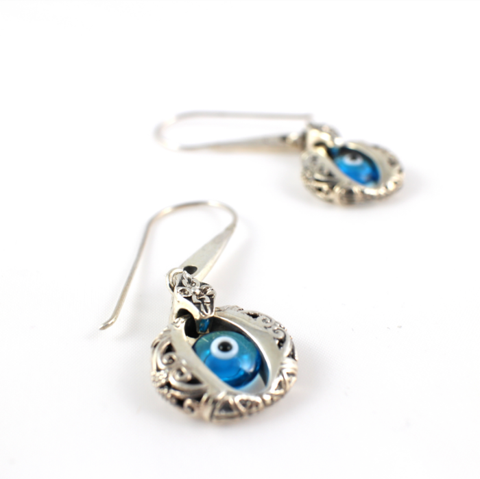 Byzantine Evil Eye Earrings  - Sterling Silver Yianni Jewelry - Image 2