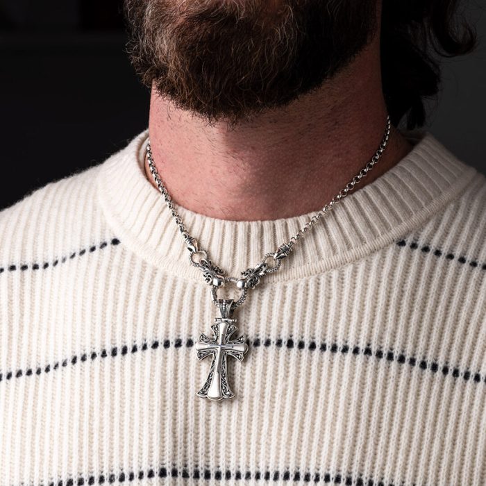 Byzantine Cross Pendant 925 Sterling Silver - Image 2