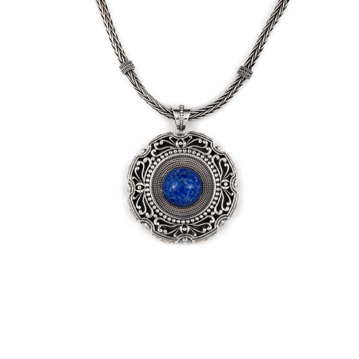 Byantine Lapis Lazuli Pendant Sterling Silver – Yianni Jewelry - Image 1