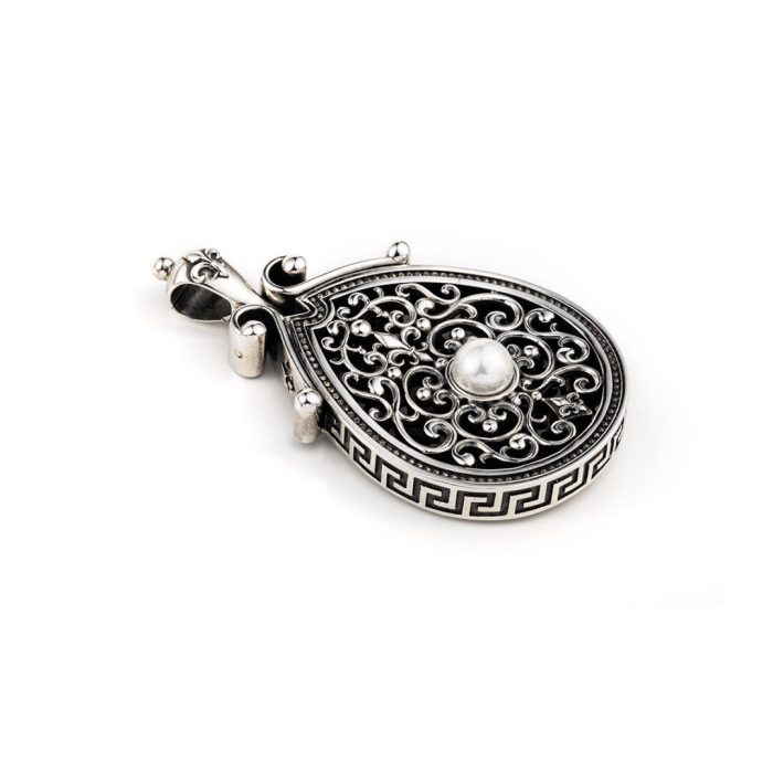 Byzantine Pearl Pendant Ariadne Sterling Silver – Yianni Jewelry - Image 1