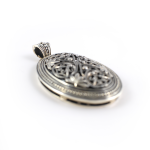Oval Floral Silver Pendant - Yianni Jewelry - Image 2