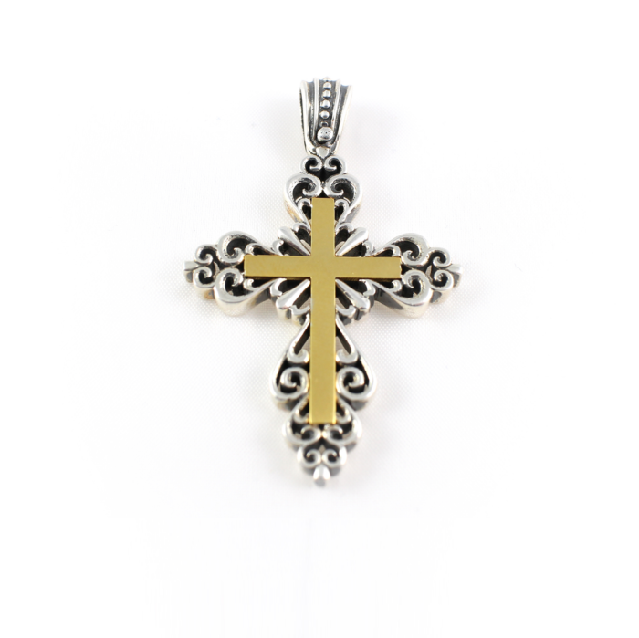 Silver Gold Plated Byzantine Cross IRENE - Yianni Jewelry - Image 1