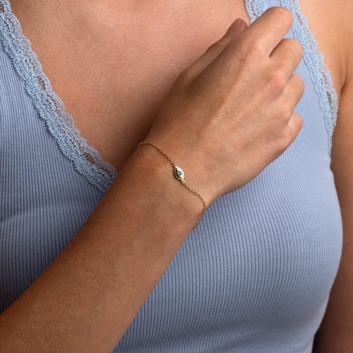 Eye Chain Bracelet - 925 Sterling Silver and Gold Plated - Image 2
