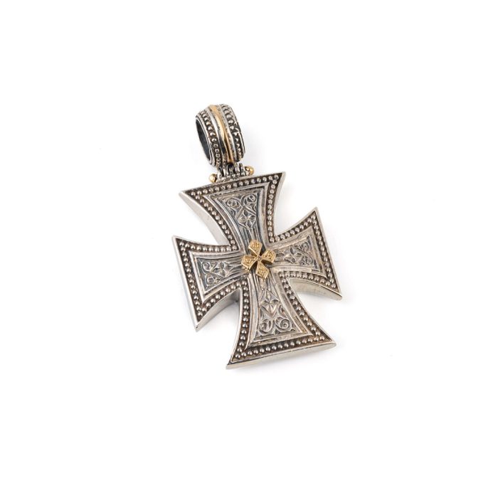 Maltese Patmos cross in Sterling Silver with 18K Gold - Image 1