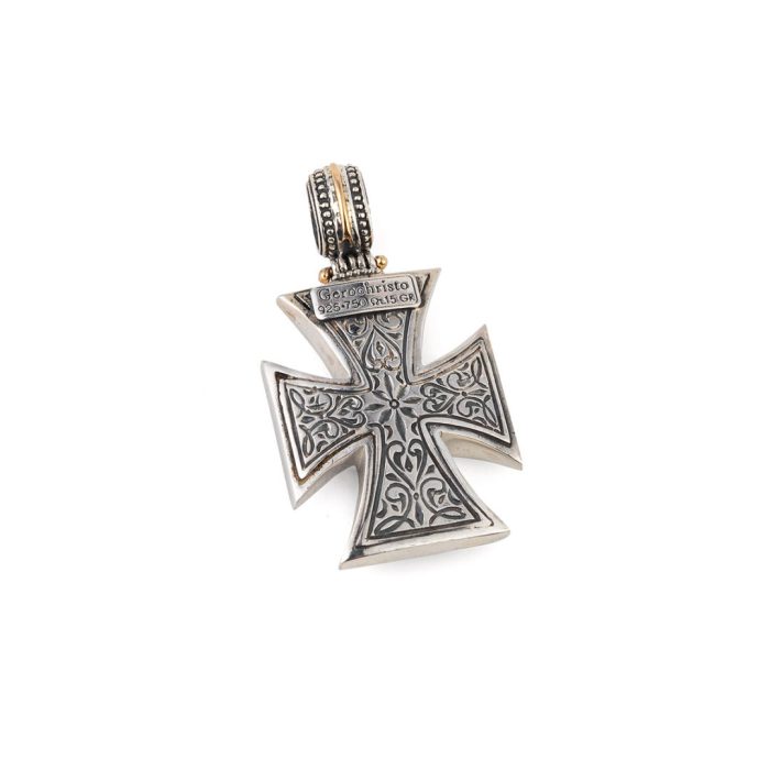 Maltese Patmos cross in Sterling Silver with 18K Gold - Image 2
