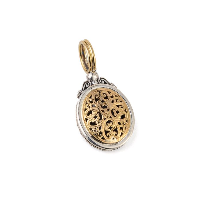Mediterranean small oval pendant in 18K Gold and Sterling Silver - Image 1