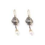 Byzantine Long Earrings with Blue Topaz - 18K Gold and Sterling Silver - Image 2
