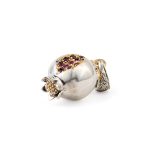 Pomegranate Pendant in 18K Gold and Sterling Silver with Rubies - Image 3