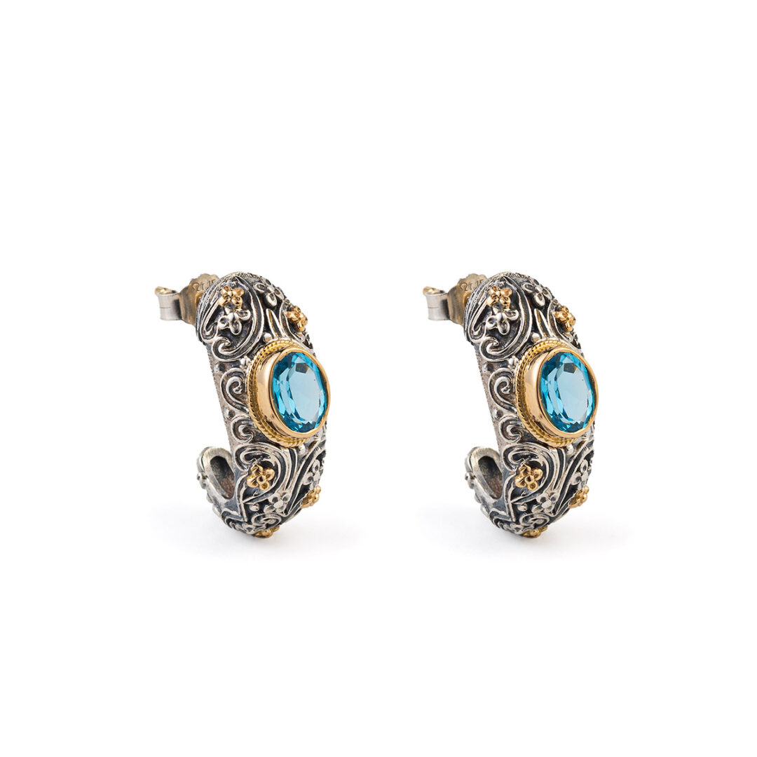 _ZRG6126 Eve half hoops earrings in 18K Gold and Sterling silver with gemstones - Image 1