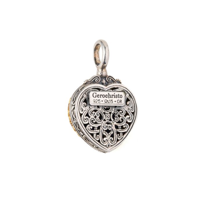 Gerochristo - Iris Heart pendant in Sterling Silver with Lapis - Image 2