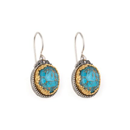 Gerochristo - Iris Oval Earrings with Turquoise Copper