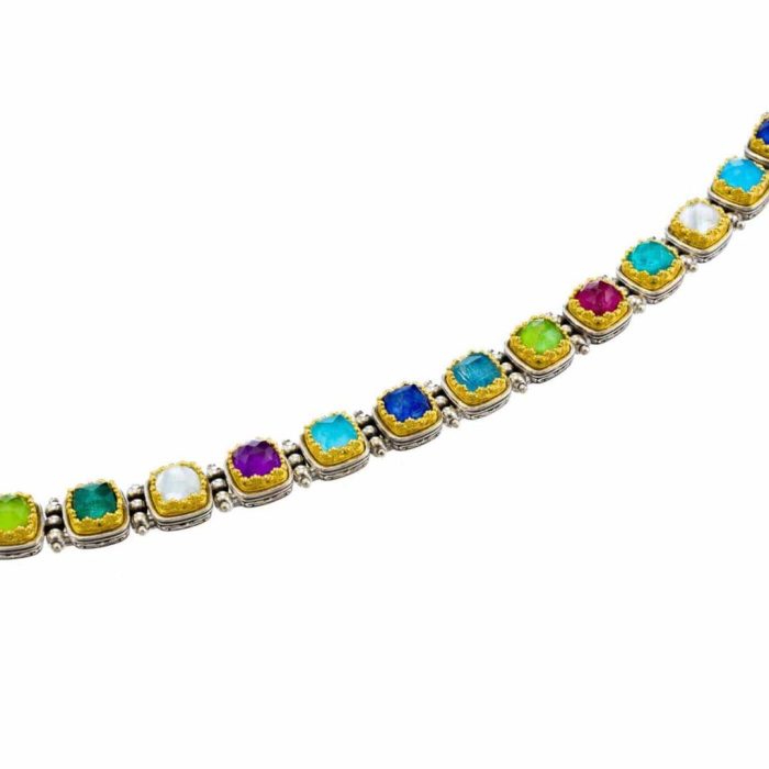 Gerochristo - Iris necklace in Sterling silver with Multi Precious Stones - Image 2
