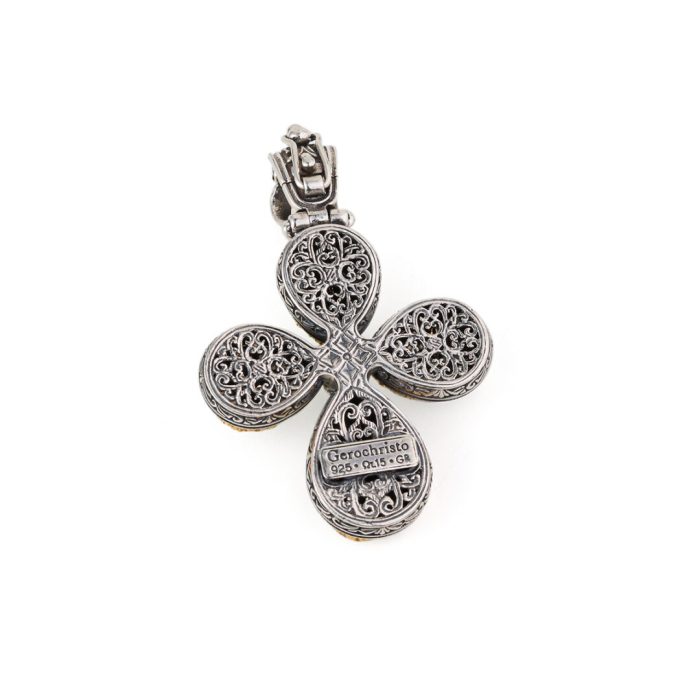 Gerochristo - Iris cross in sterling silver with Green Copper - Image 2