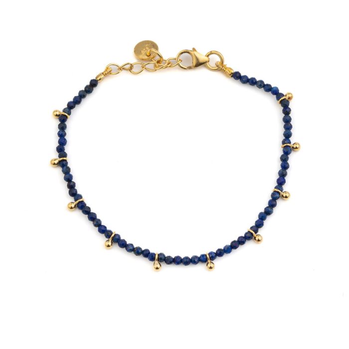 Lapis Lazuli Bracelet - 925 Sterling Silver and Gold Plated Bracelet - Image 1