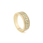 Greek Key Band Ring with Zircon - Sterling Silver - Image 2