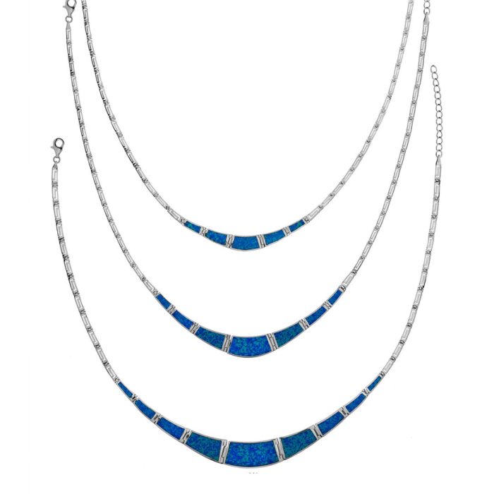 Greek Key Blue Opal necklace - Image 5