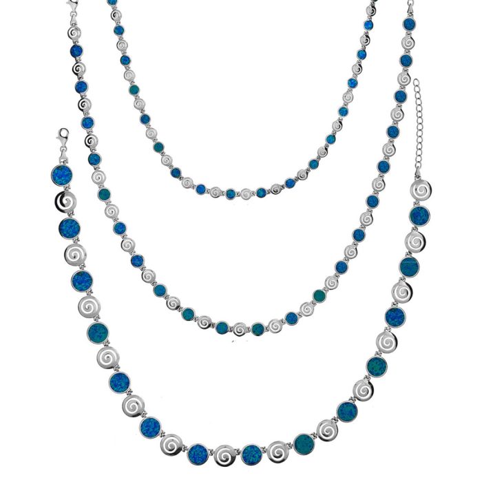 Spiral Necklace - Blue Opal Sterling Silver - Image 3