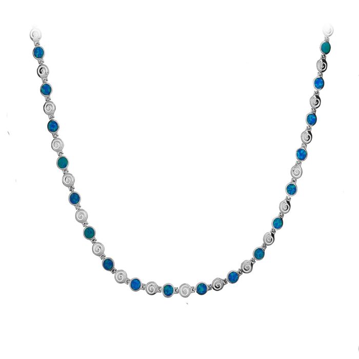 Spiral Necklace - Blue Opal Sterling Silver - Image 7