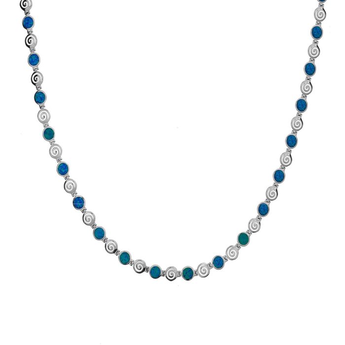 Spiral Necklace - Blue Opal Sterling Silver - Image 6