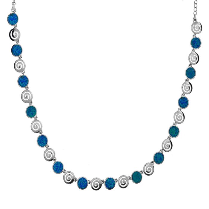 Spiral Necklace - Blue Opal Sterling Silver - Image 5