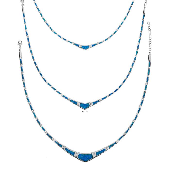 Blue Opal Necklace - Sterling Silver - Image 6