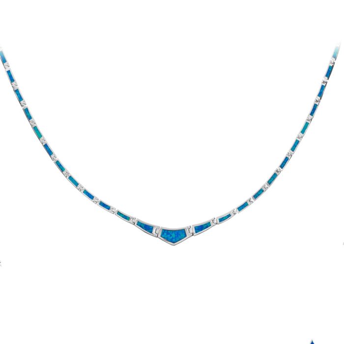 Blue Opal Necklace - Sterling Silver - Image 10
