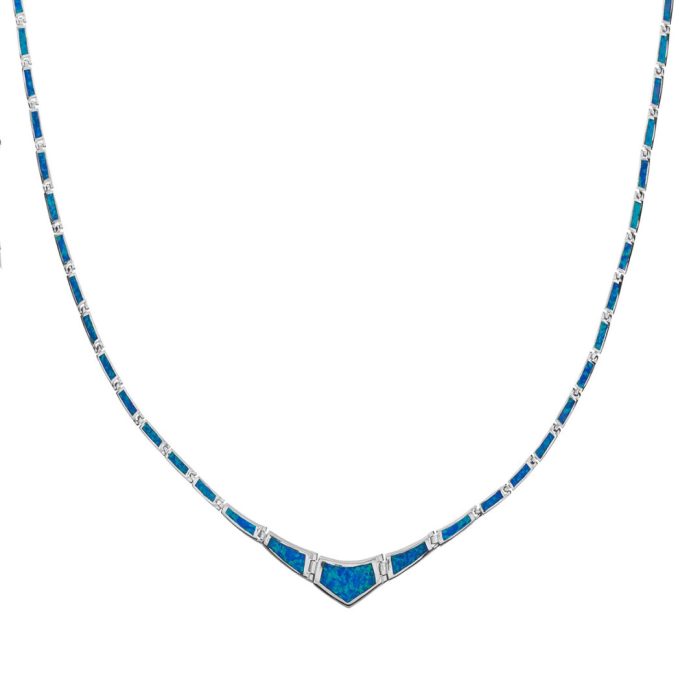 Blue Opal Necklace - Sterling Silver - Image 9