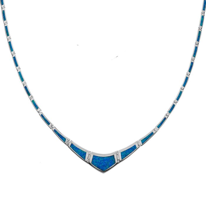 Blue Opal Necklace - Sterling Silver - Image 8