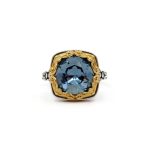 Βυζαντινό Δαχτυλίδι με London Blue Topaz - Επιχρυσωμένο Ασήμι 925