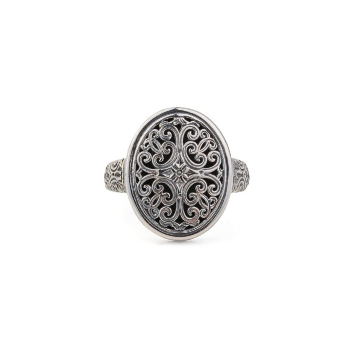 Gerochristo – Byzantine Oval Ring in Sterling Silver - Image 1