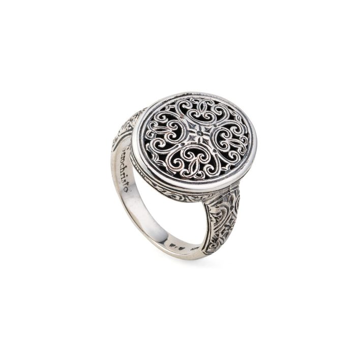 Gerochristo – Byzantine Oval Ring in Sterling Silver - Image 2