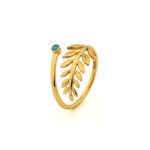 Sterling Silver Gold Plated Adjustable Ring with Fern - Image 3