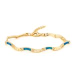 Meander Wave Bracelet – 925 Sterling Silver with Opal