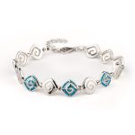 Greek Key Meander Blue Opal Bracelet – 925 Sterling Silver