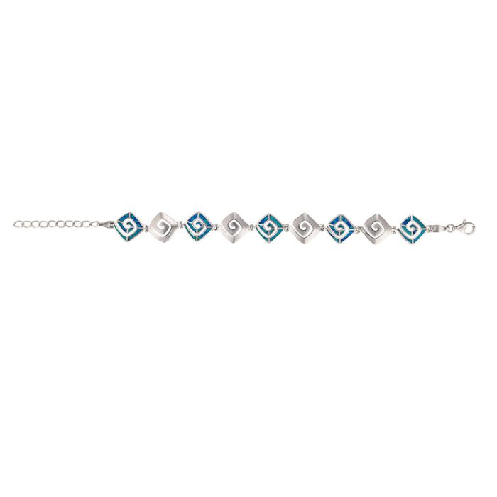 Greek Key Meander Blue Opal Bracelet – 925 Sterling Silver - Image 5