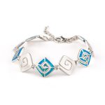Greek Key Meander Blue Opal Bracelet – 925 Sterling Silver - Image 3