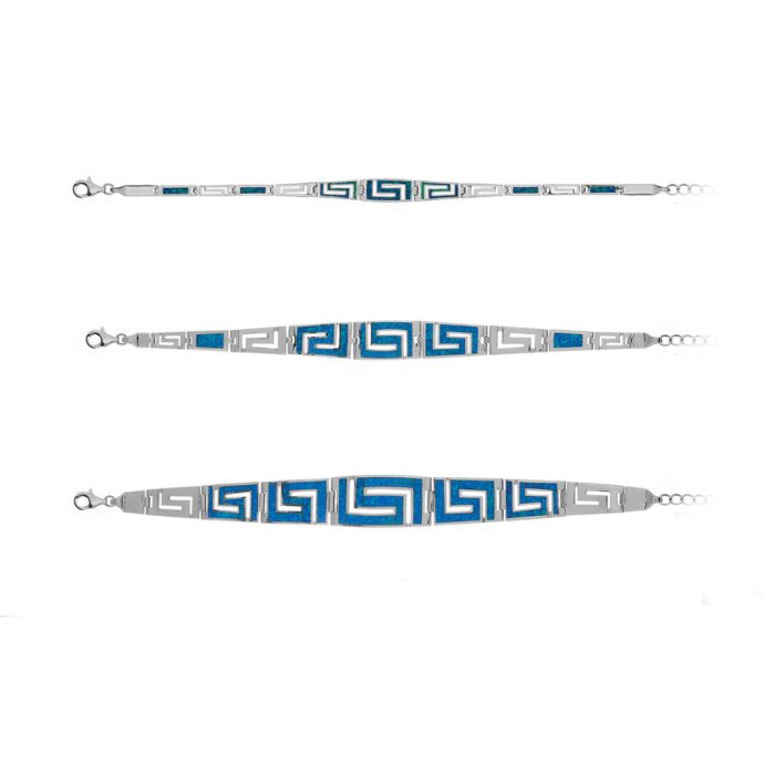 Greek Key Link Opal Bracelet – 925 Sterling Silver - Image 3