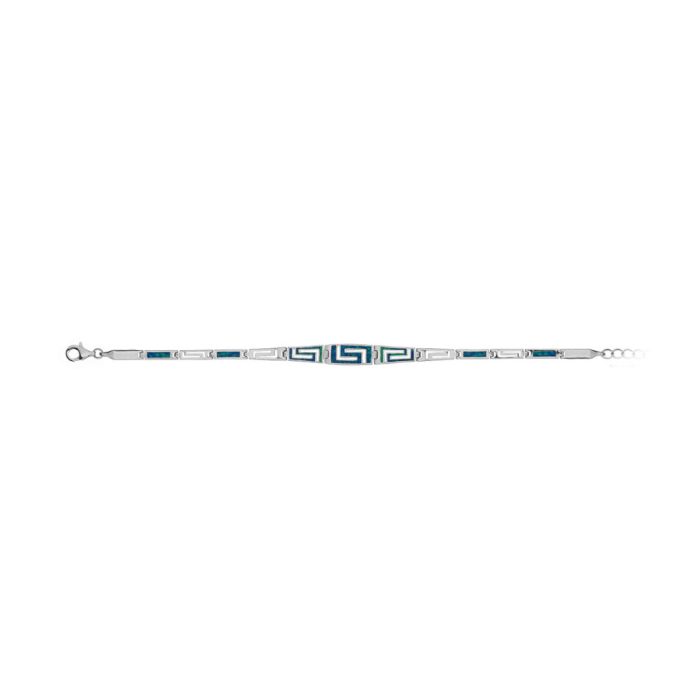 Greek Key Link Opal Bracelet – 925 Sterling Silver - Image 7