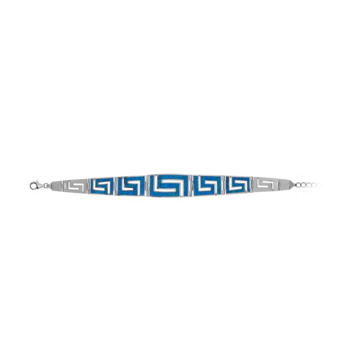 Greek Key Link Opal Bracelet – 925 Sterling Silver - Image 5