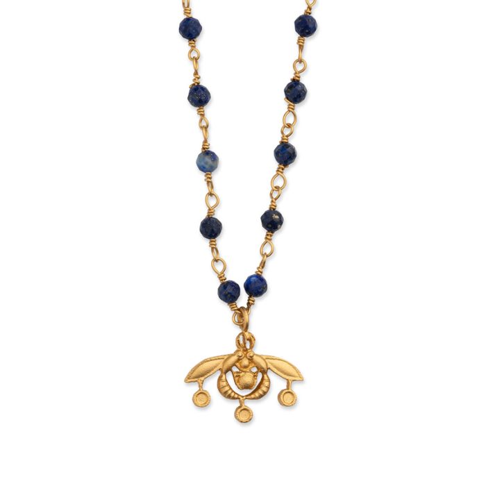Rosary Necklace with Sterling Silver Cretan Bee Pendant - Image 3