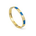 Greca Design Bracelet with Blue Opal - Sterling Silver - Image 4