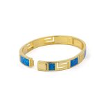 Greca Design Bracelet with Blue Opal - Sterling Silver - Image 3