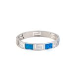 Greca Design Bracelet with Blue Opal stone - 925 Sterling Silver - Image 6