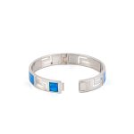 Greca Design Bracelet with Blue Opal stone - 925 Sterling Silver - Image 7