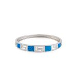 Greek Key Opal Bangle Bracelet - 925 Sterling Silver - Image 4