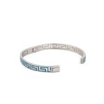 Greca Bangle Bracelet with Blue Opal stone - 925 Sterling Silver - Image 5