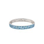 Greca Bangle Bracelet with Blue Opal stone - 925 Sterling Silver - Image 3