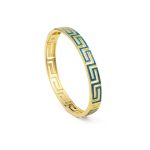 Greca Bangle Silver Bracelet with Blue Opal - Image 5