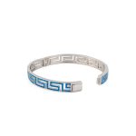 Greca Bangle Bracelet with Blue Opal stone - 925 Sterling Silver - Image 6