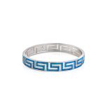 Greca Bangle Bracelet with Blue Opal stone - 925 Sterling Silver - Image 9
